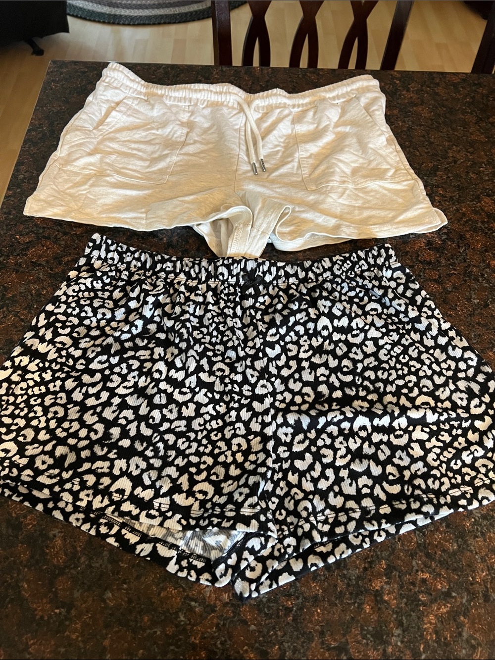 Women’s Soft Lounge Shorts - Black & White Leopard and Cream